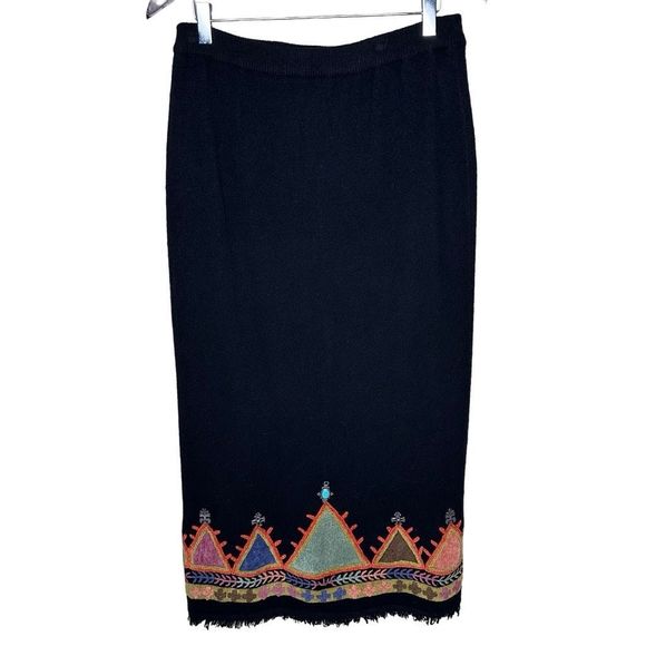 Double D Ranch Multicolor Embroidered Embellished Lambswool Blend Skirt Womens S - Picture 1 of 9